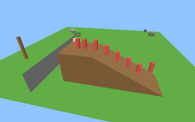 A player walking up the level's ramp on engine-owned triangle collision
